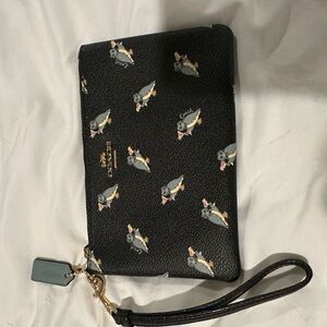 Coach Black Wristlet with Party Owl Design